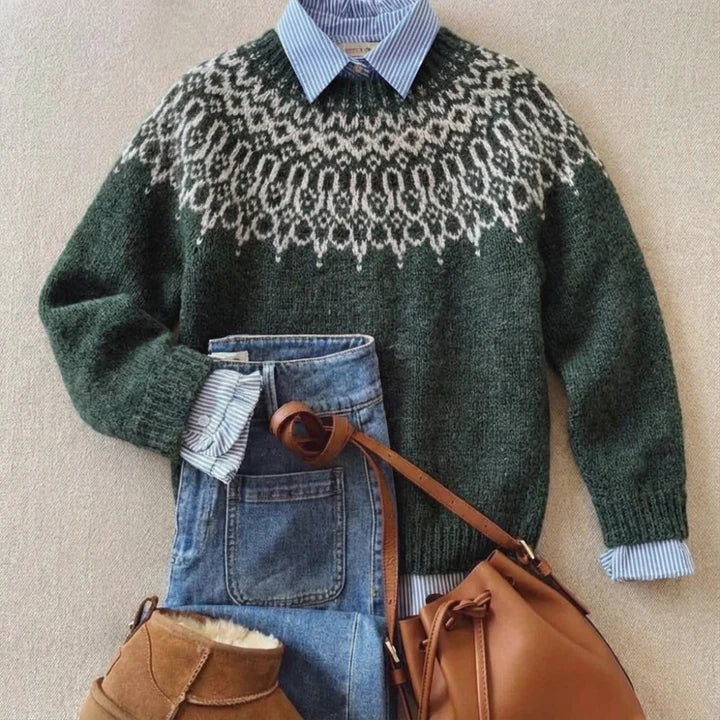 Runa · Forest Green Nordic Yoke Jumper