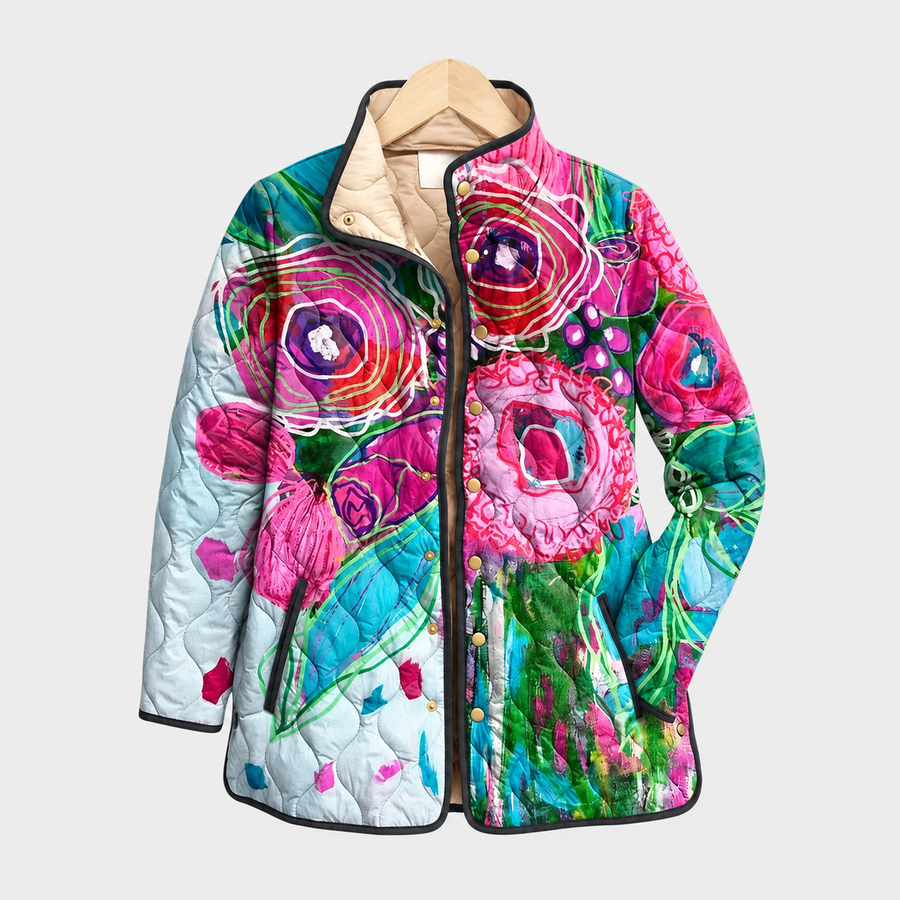 Sabrina · Watercolour Floral Quilted Jacket