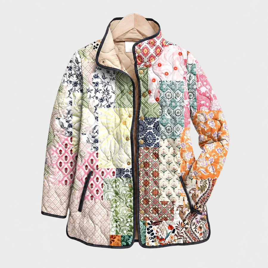 Saffron · Patchwork Print Quilted Jacket