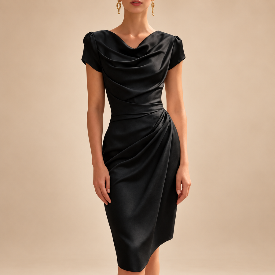Severine · Cowl Neck Draped Midi Dress