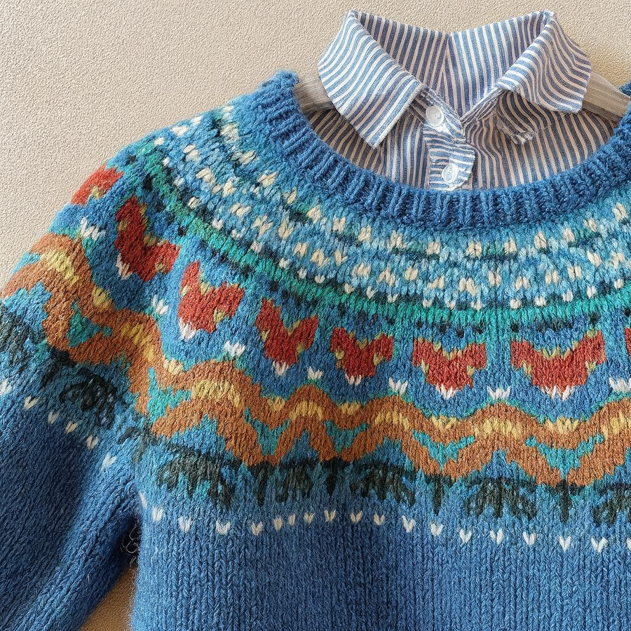 Signe · Denim Blue Nordic Jumper