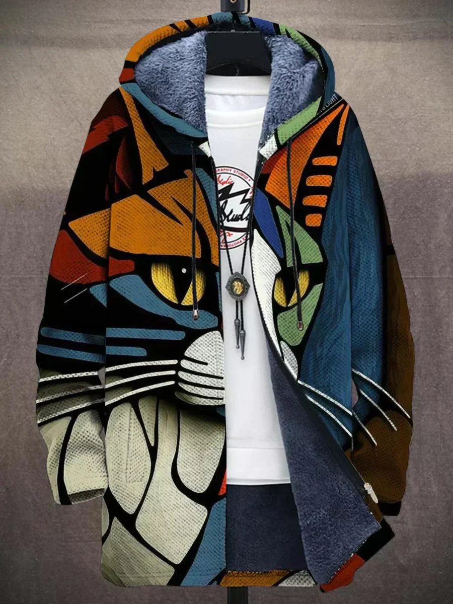 Tabitha · Cat Portrait Fleece-Lined Coat