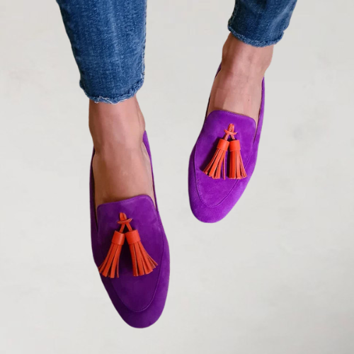 Tamara · Purple Suede-Look Tassel Loafers