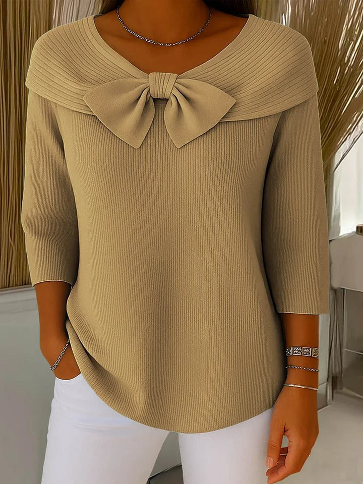 Tivella · Bow Neck Ribbed Jumper