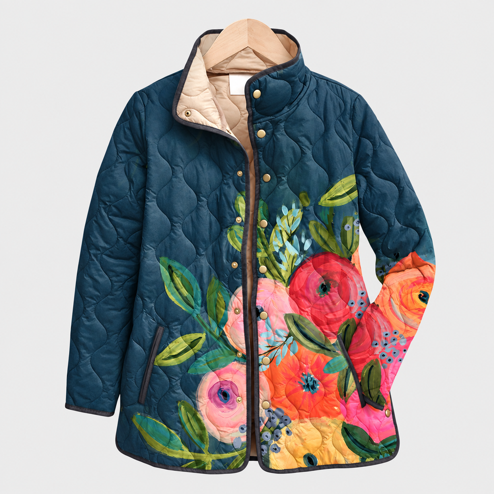 Virginia · Navy Floral Quilted Jacket