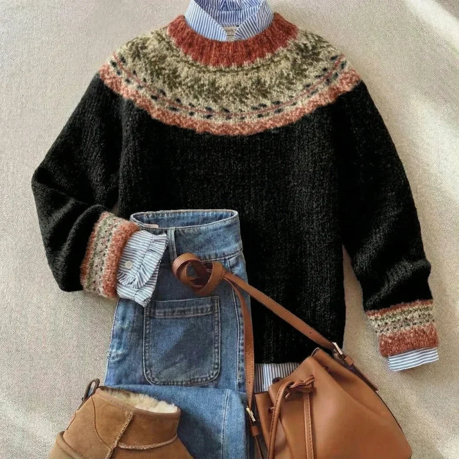 Ylva · Black Nordic Yoke Jumper