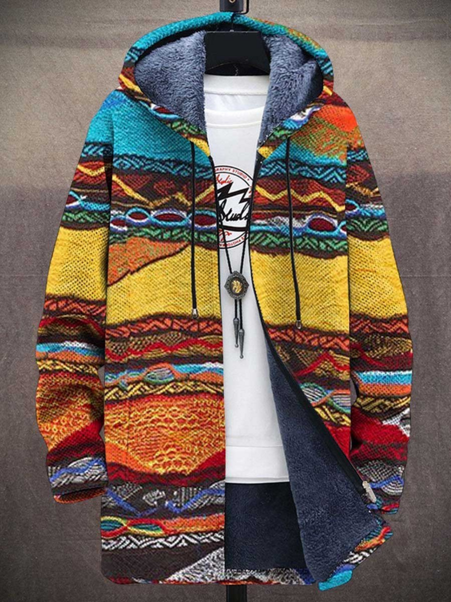 Zariah · Woven Stripe Fleece-Lined Coat